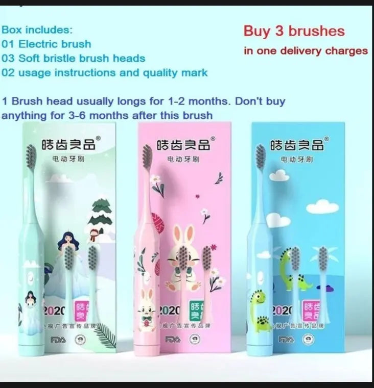Electric toothbrush for children with cartoon patterns or battery operater Panda Mart