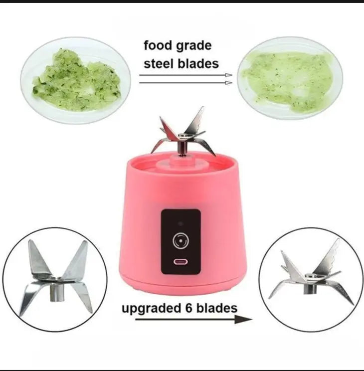 Portable USB Rechargeable Juicer Blender with 6 Blades and 380ml portable juicer cup- Compact Mini Juicer Machine for travel,Gym and Kitchen Panda Mart