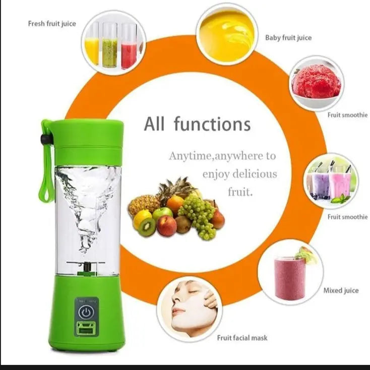 Portable USB Rechargeable Juicer Blender with 6 Blades and 380ml portable juicer cup- Compact Mini Juicer Machine for travel,Gym and Kitchen Panda Mart