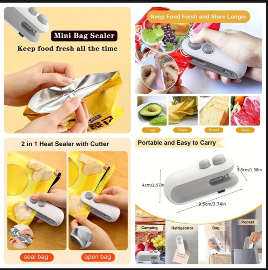 Mini Seal Machine - 2 in 1 Rechargeable Heat Sealer & Cutter | Portable Handheld Machine for  Plastic bag Panda Mart