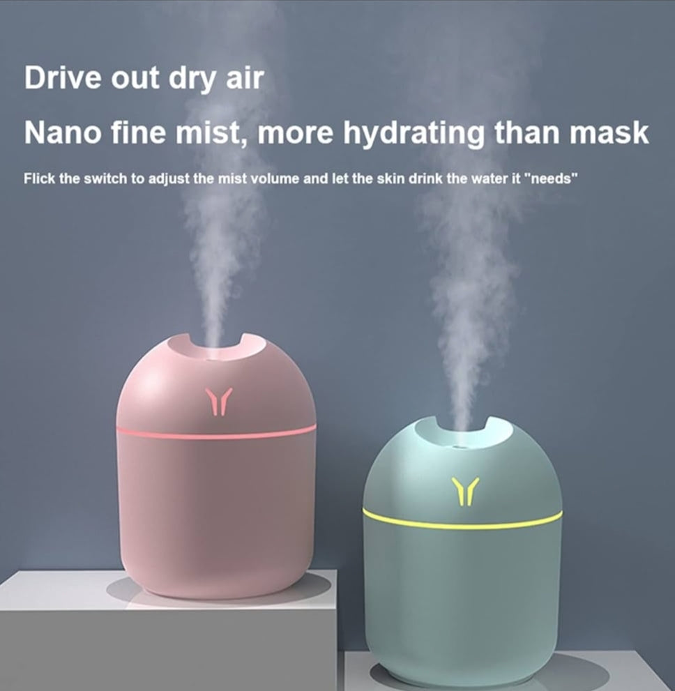 Portable Mini Air Humidifier USB Desktop for Car, Bedroom Mist Maker with Sprayer with LED Light Panda Mart